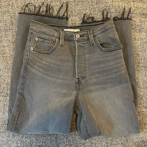 Levi’s Button Fly Ribcage Straight Ankle Raw Hem